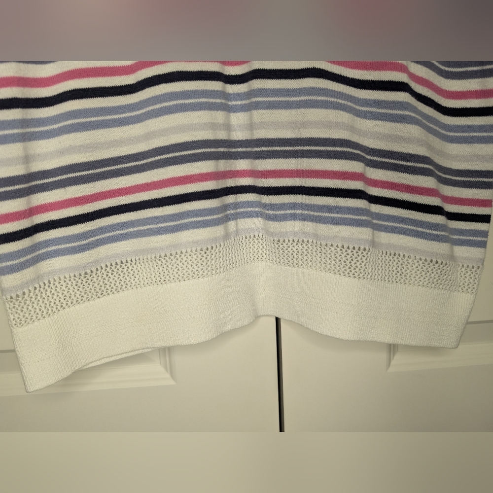 Christopher & Banks Petite Large Womens V Neck Lightweight Striped Sweater Top - Picture 8 of 11